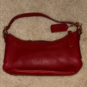Coach Red Leather Vintage Bag with Gold Hardware